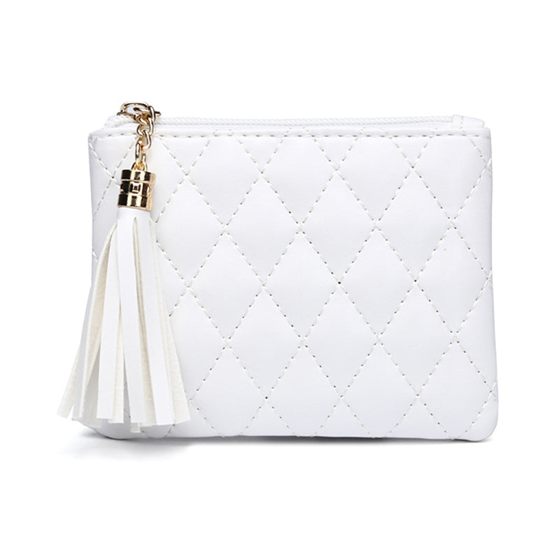 OY Rhombic Grid Women Short Wallet PU Leather Card Cash Coin Purse Bag with Tassel Zipper OY Rhombic Grid Women Short Wallet PU Leather Card Cash Coin Purse Bag with Tassel Zipper